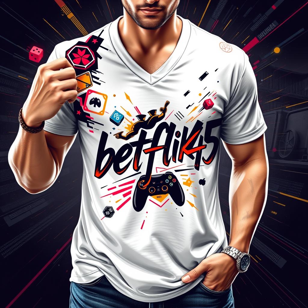 Mens Premium V-Neck T-Shirt 'betflik45' Gaming Edition