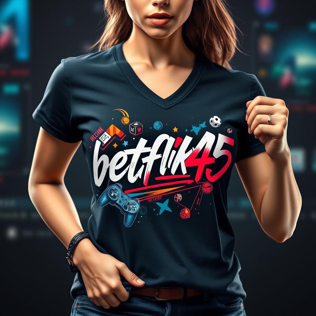 Women's Premium V-Neck Gaming T-Shirt 'betflik45'